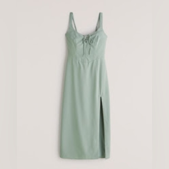 Green midi corset dress with slit - Picture 1 of 1